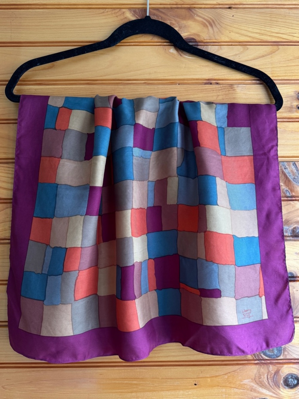 Vintage Liberty of London Silk Scarf Made in England Square 23”x22.5” Geometric